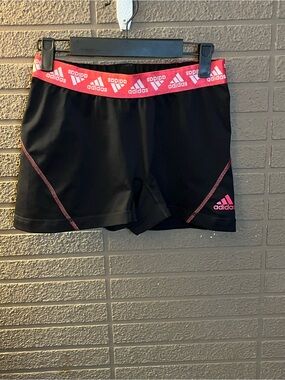 adidas Black Active Shorts with Pink Waistband Accents